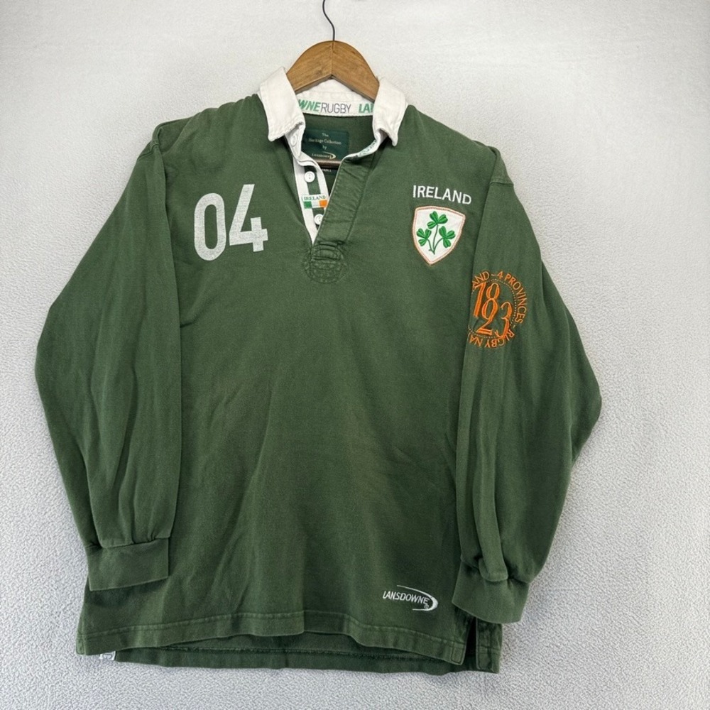 Vintage Ireland Rugby Shirt men's Small Green Lansdowne Heritage Embroidered y2k